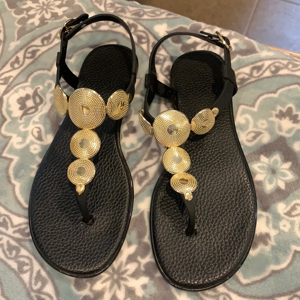 Black and Gold Dress Sandals